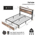 Retro Brown Storage Bed Frame with RGB LED & USB Charging – Full / Queen