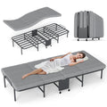 Folding Bed with Mattress, 4-Fold Metal Frame with Locking Wheels – Space Saving for Adults & College Students