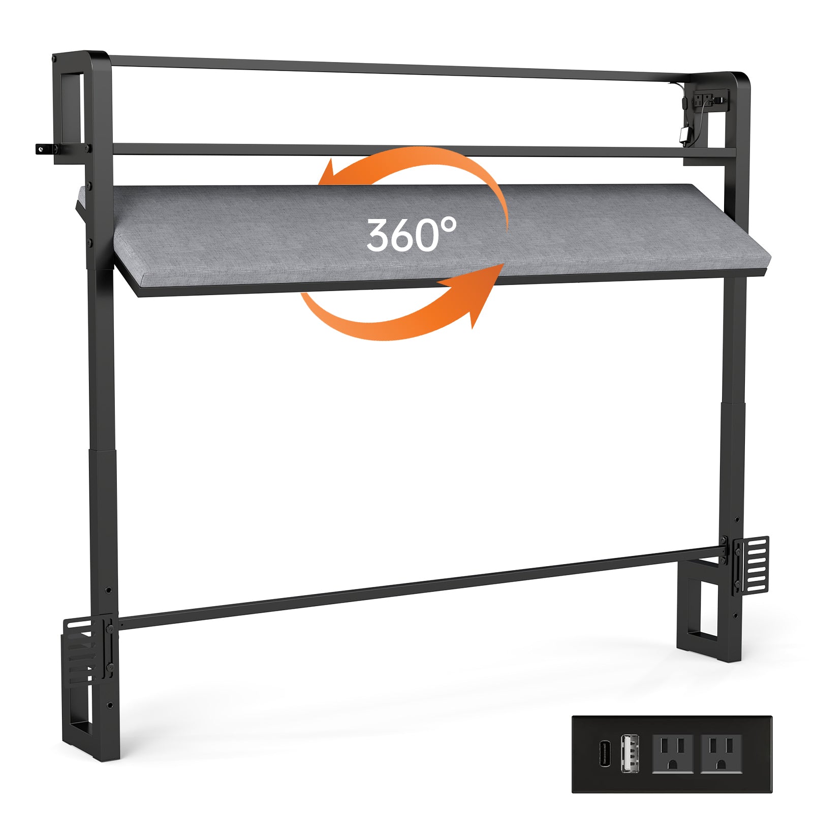 Convertible Reversible Headboard with RGB LED & Charging Station - twin/full/queen