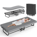 Foldable Guest Bed with Mattress – Rolling Folding Bed Frame with Locking Wheels – Guest & Roll Away Bed