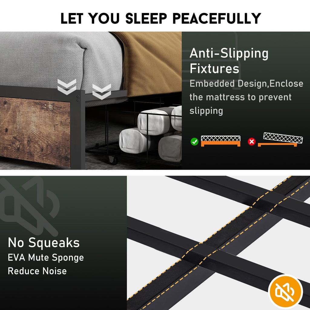 Full Size Lift Up Storage Bed Frame with Charging Station