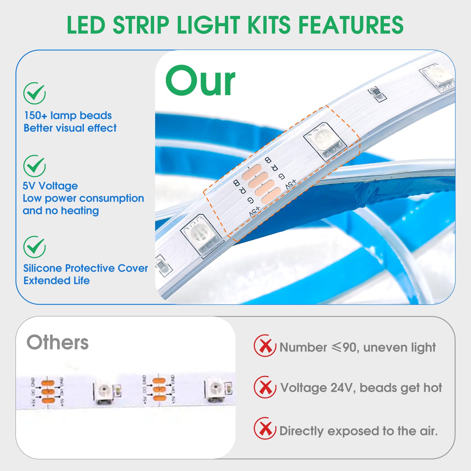 Floating Bed Frame Queen with LED Lights,No Box Spring Needed, Noise Free