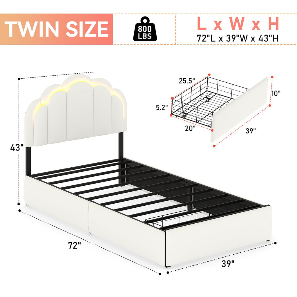 Chic Double Wavy Headboard Velvet Princess Platform Bed