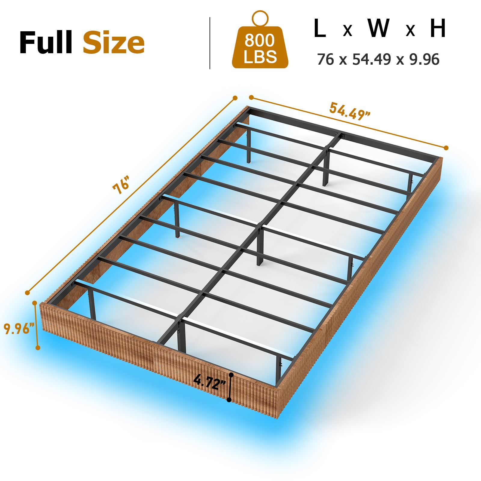 Floating Bed Frame Queen with LED Lights,No Box Spring Needed, Noise Free