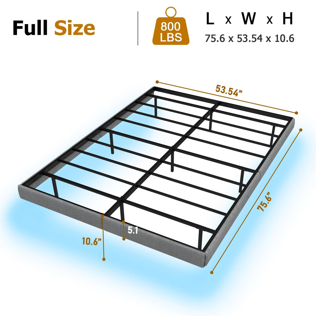 Floating Bed Frame Queen with LED Lights,No Box Spring Needed, Noise Free