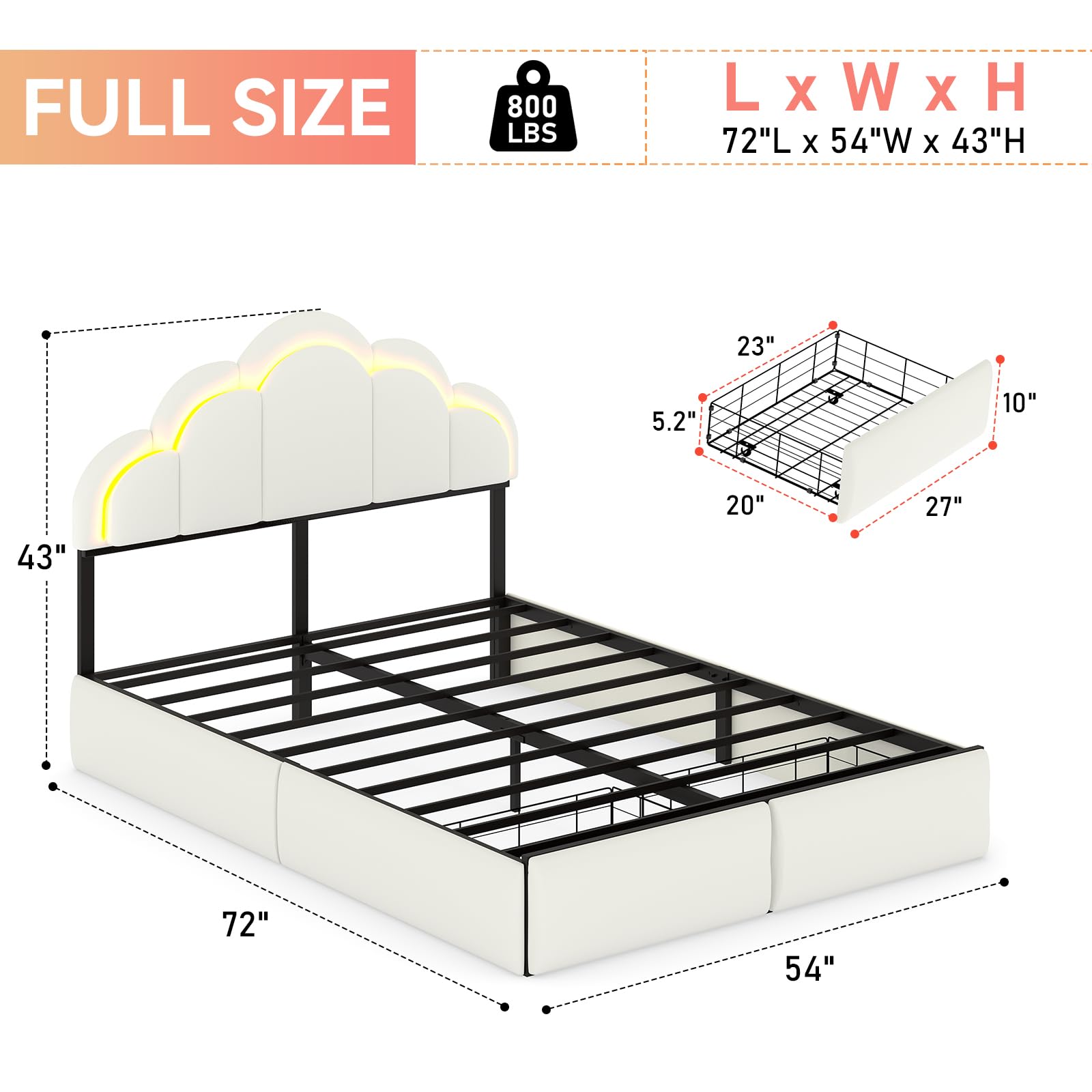 Chic Double Wavy Headboard Velvet Princess Platform Bed