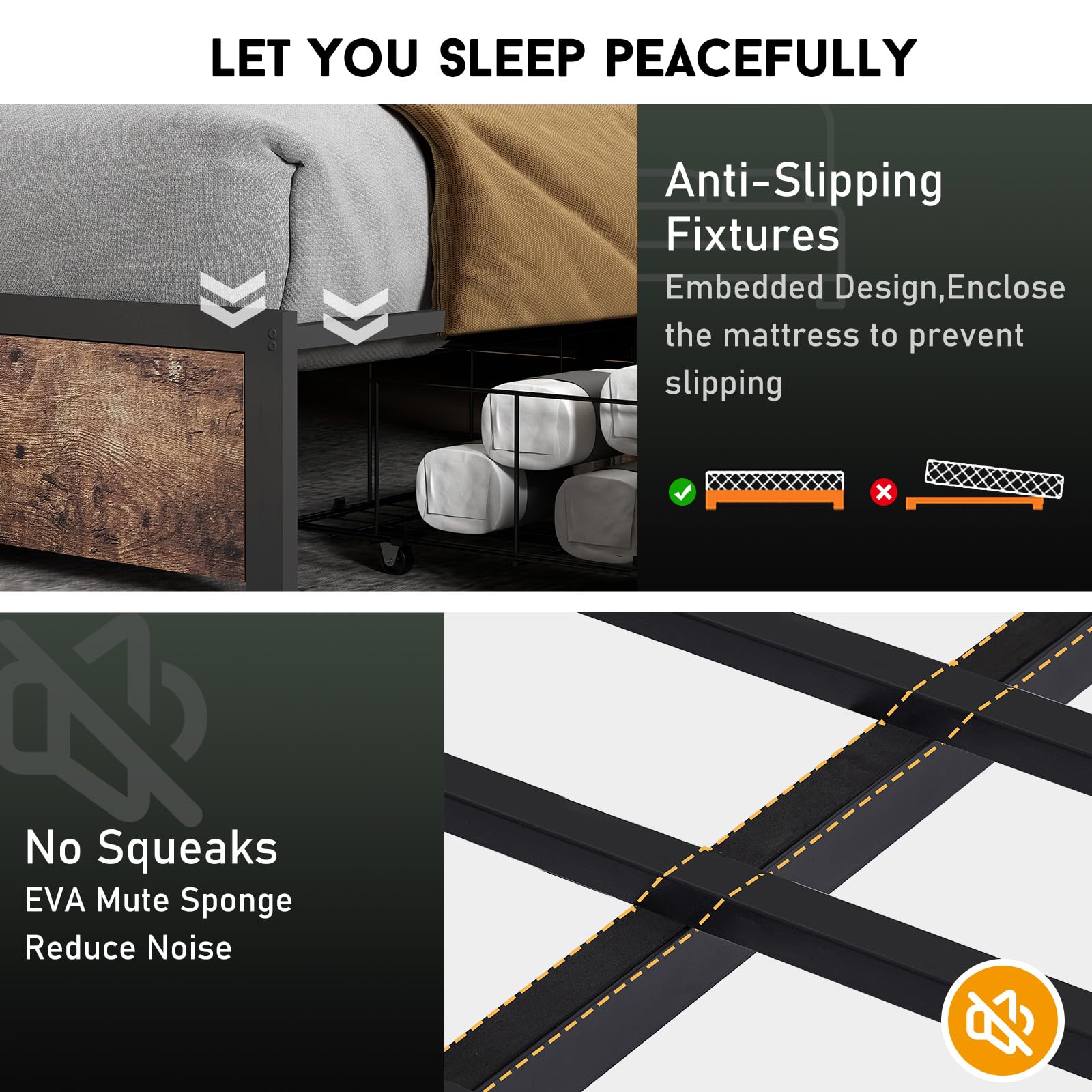 Full Size Lift Up Storage Bed Frame with Charging Station