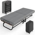 Folding Bed with Mattress for Adults, Portable Foldable Roll Away Bed on Wheels