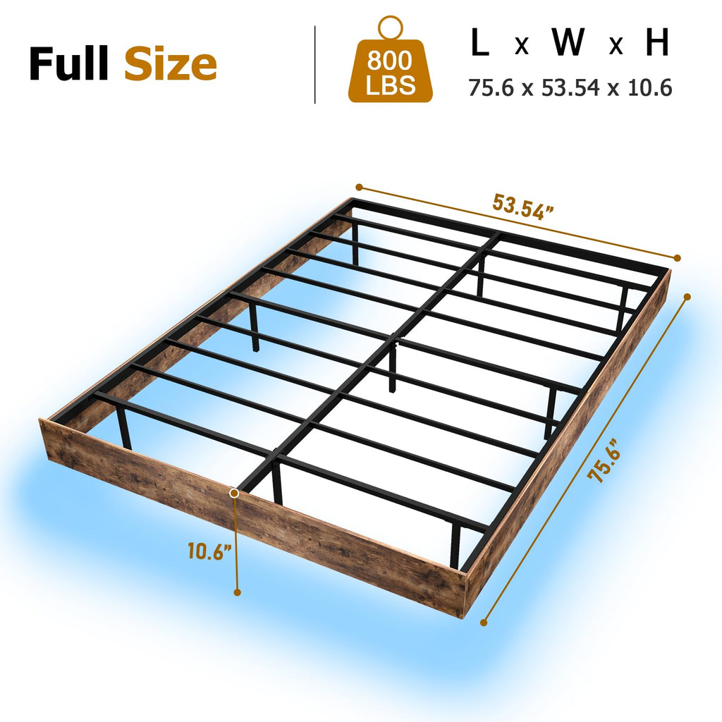 Floating Bed Frame Queen with LED Lights,No Box Spring Needed, Noise Free