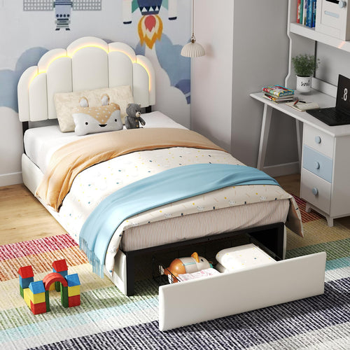 Chic Double Wavy Headboard Velvet Princess Platform Bed