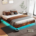 Floating Platform Bed Frame with RGB LED Lights & Under-Bed Storage | Full, Queen & King