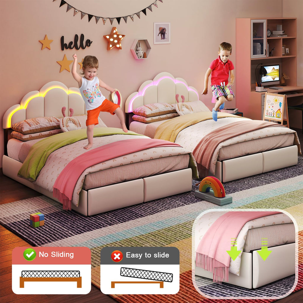 Chic Double Wavy Headboard Velvet Princess Platform Bed