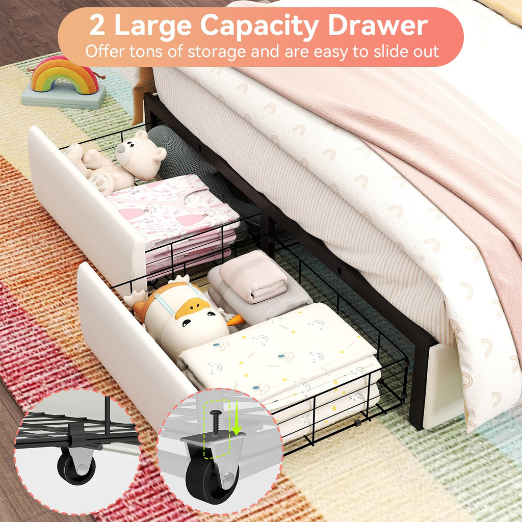 Chic Double Wavy Headboard Velvet Princess Platform Bed