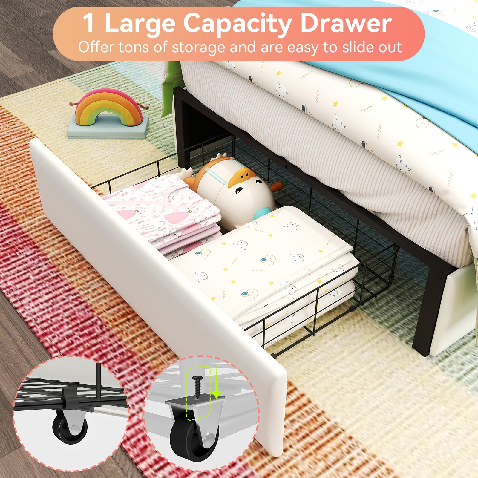 Chic Double Wavy Headboard Velvet Princess Platform Bed