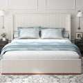 Upholstered Platform Bed Frame with 47" Wingback Headboard | Corduroy | Queen & King