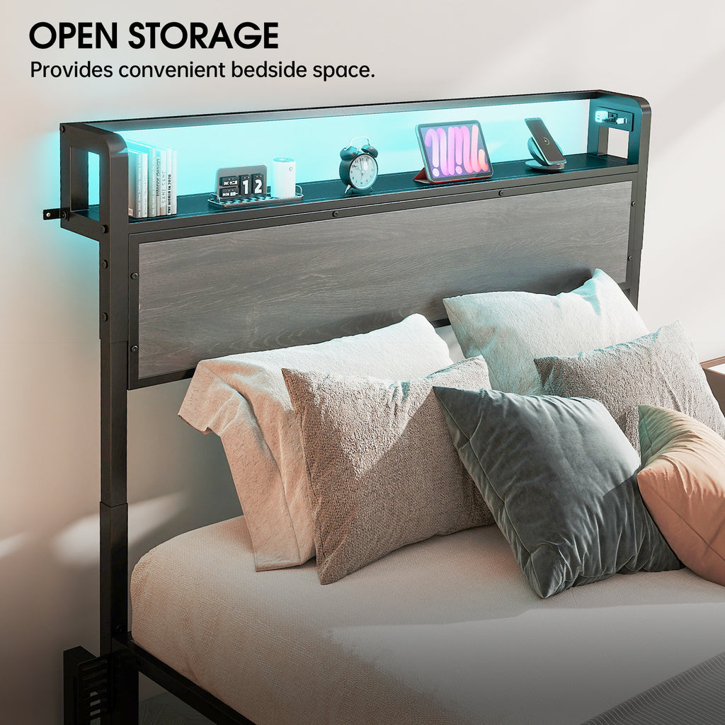 Convertible Reversible Headboard with RGB LED & Charging Station - twin/full/queen
